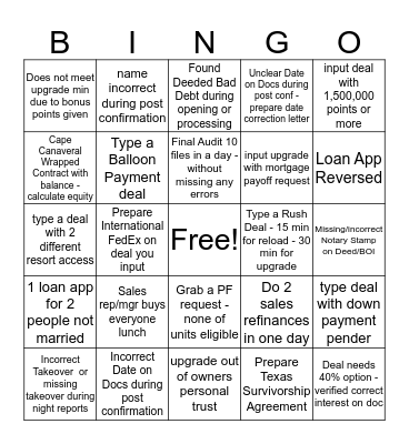 August 2019 Contracts Bingo Card