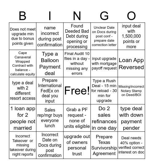 August 2019 Contracts Bingo Card