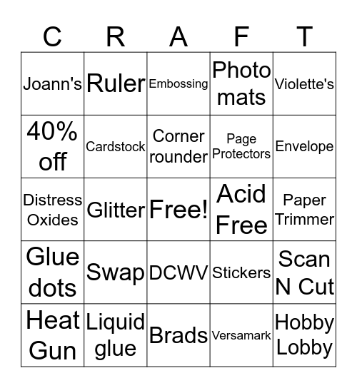 Crafty Bingo Card