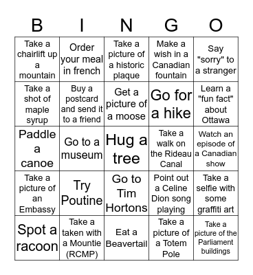 Canadian, eh? Bingo Card