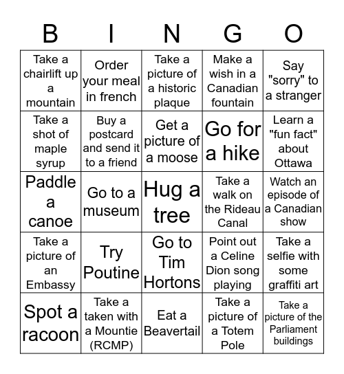 Canadian, eh? Bingo Card