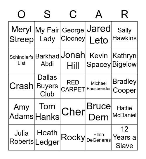 OSCAR BINGO Card