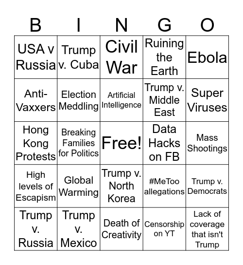 Earth is Bad Bingo Card