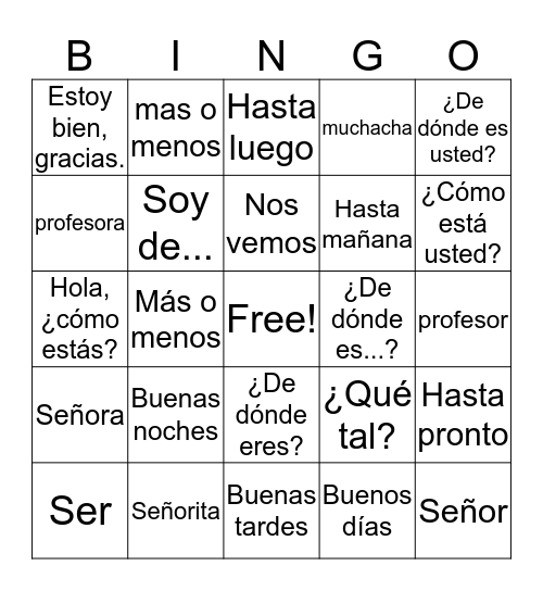 Capítulo 1  Bingo Card