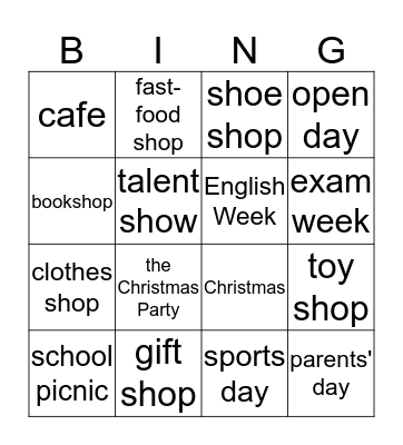 Unit 3 and Unit 4  Bingo Card