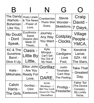 MUSIC ROUNF Bingo Card