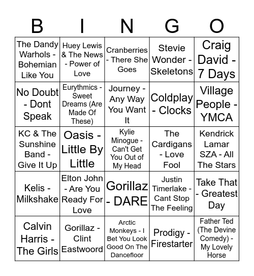 MUSIC ROUND Bingo Card