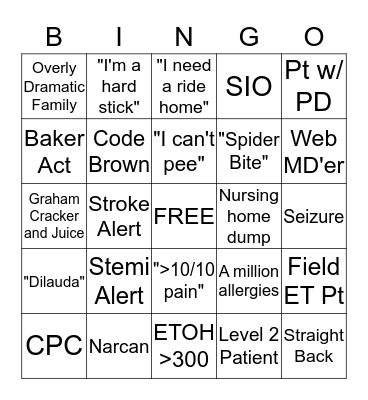 ED Bingo Card