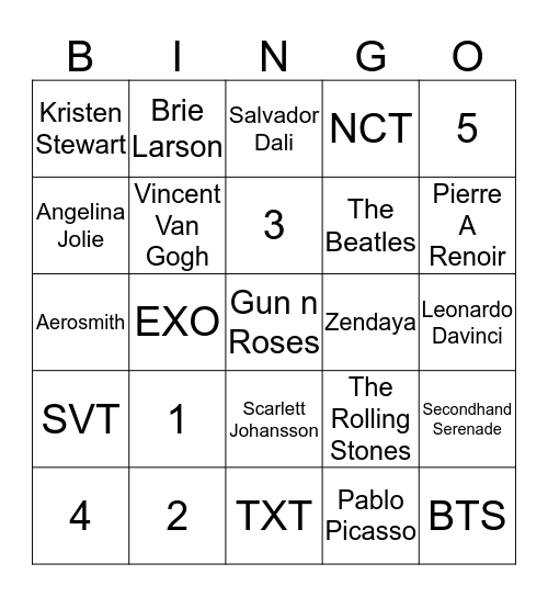 ARTCON Bingo Card