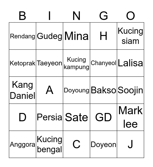 Ini Bingo Card