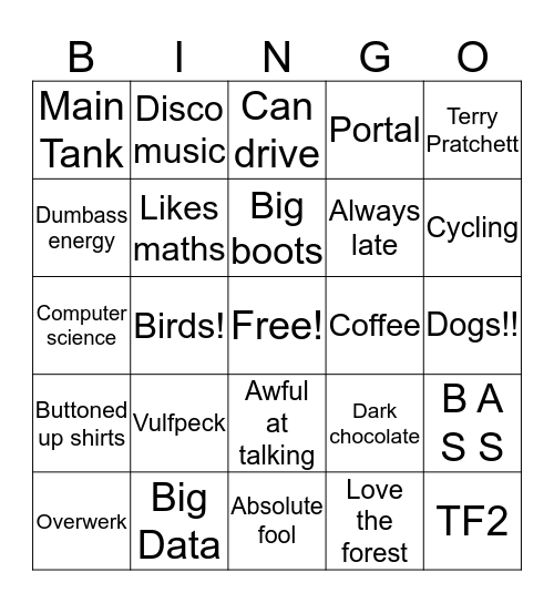 Cameron Bingo Card