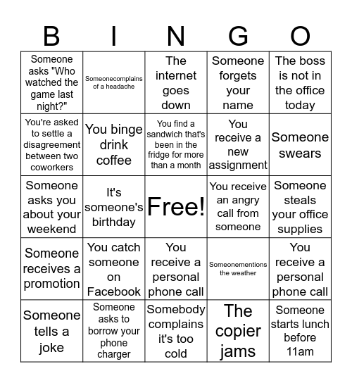 Management Retreat Bingo Card