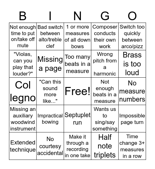 Composition Reading Bingo Card