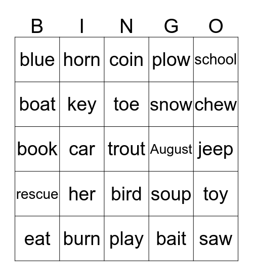 vowel teams, r-controlled vowels Bingo Card