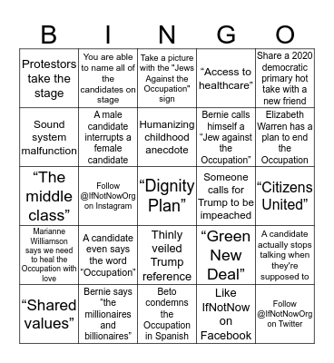Debate Night 1 Bingo Card