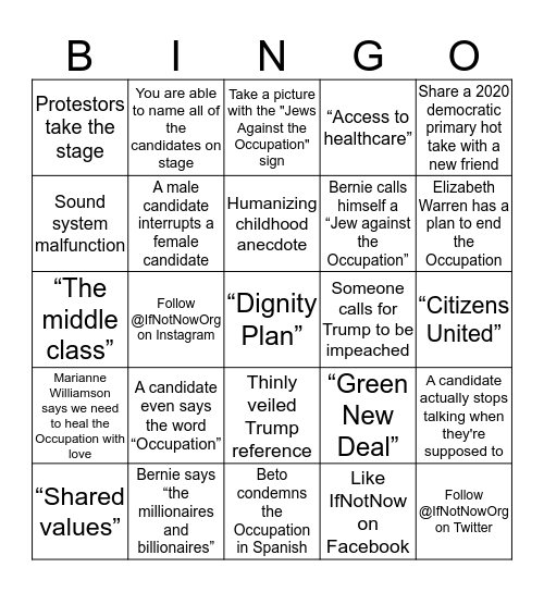 Debate Night 1 Bingo Card