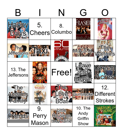 TV Shows  Bingo Card