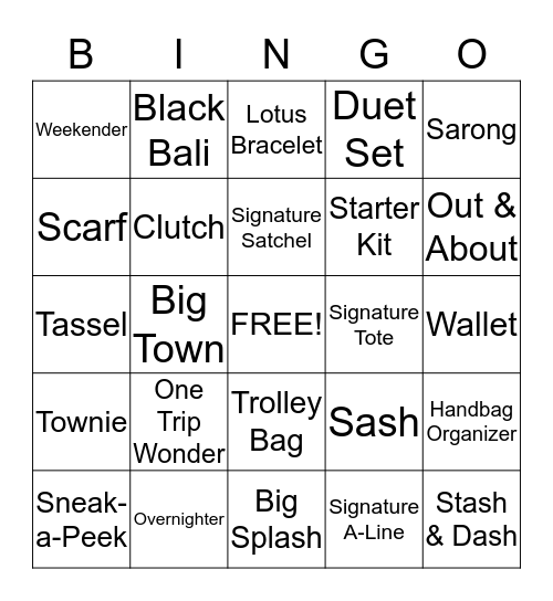 Initials Bingo Card