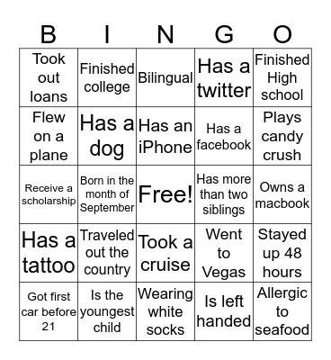 Bingo  Bingo Card