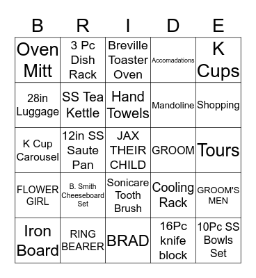 BRANDI'S BRIDAL BINGO Card