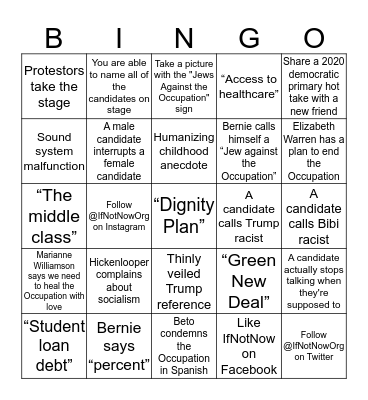 Debate Night 1 Bingo Card