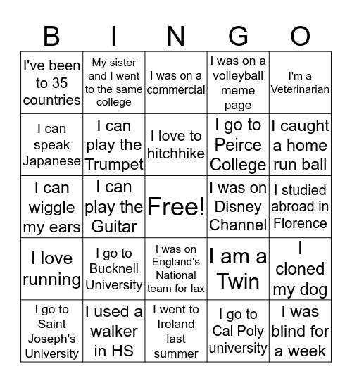 Do you know the interns?  Bingo Card