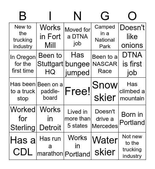 Skamania Bingo Card