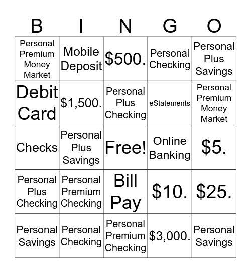 Product Bingo Card