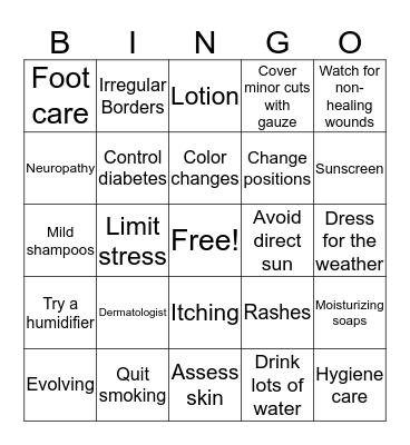 Skin care Bingo Card