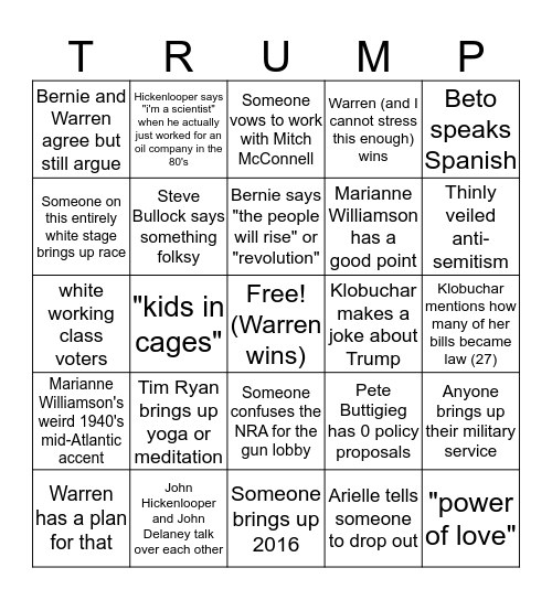 Dem Debate Bingo  Bingo Card