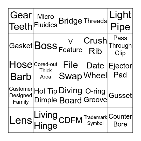 Feature Recognition Bingo Card