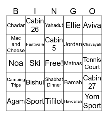 Bingo Ramah Style Bingo Card
