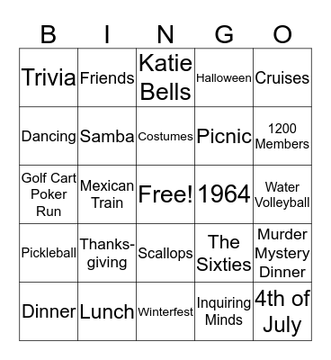 Single Baby Boomers Bingo Card