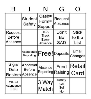 Audit Exceptions Bingo Card