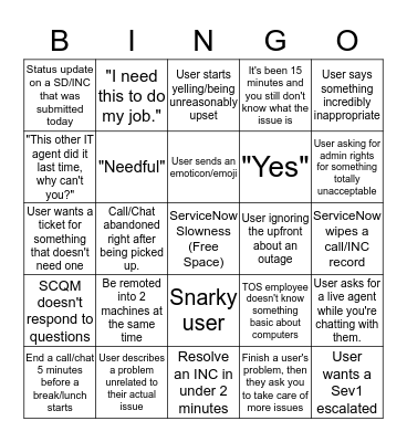 ITSC Chat Bingo Card