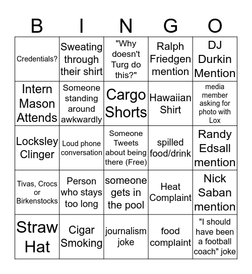 Lox Media BBQ Bingo Card