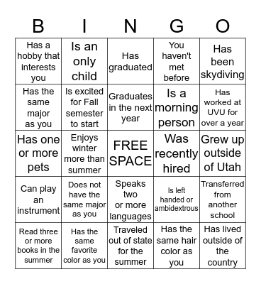 Find someone who... Bingo Card
