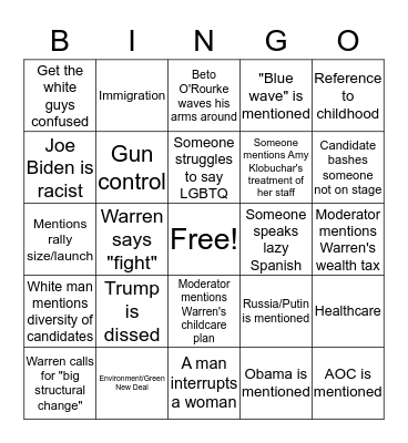DEBATE NIGHT!  Bingo Card