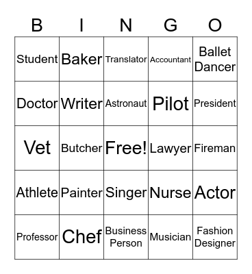 Jobs and Occupations_ Bingo Card