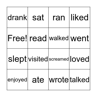 PAST VERBS (V2) Bingo Card