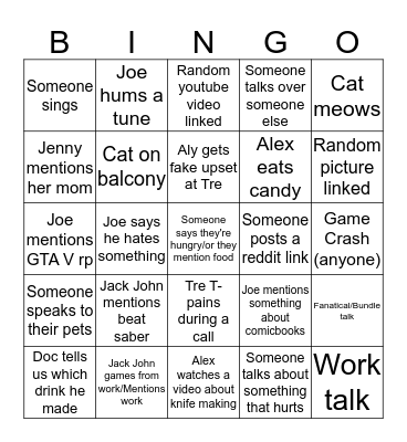 Best Pals Club Bingo Card