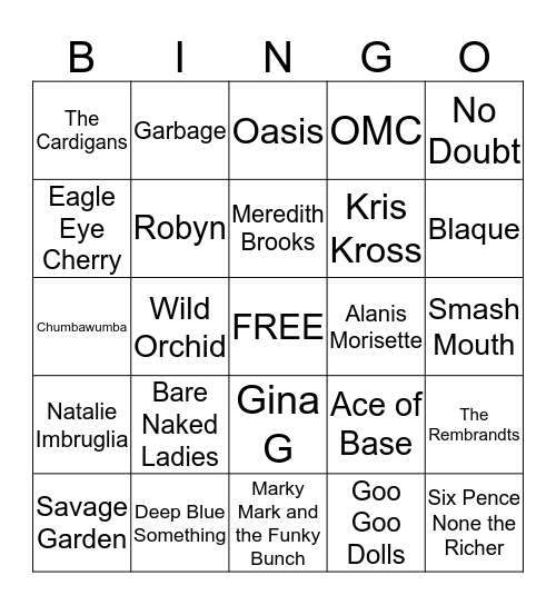 90s Bingo Card