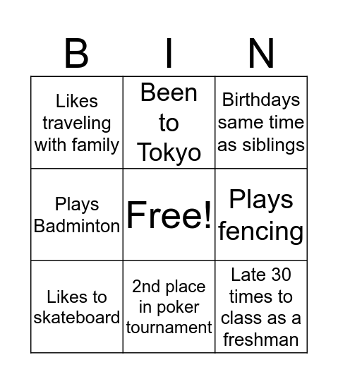 Icebreaker Bingo! Bingo Card