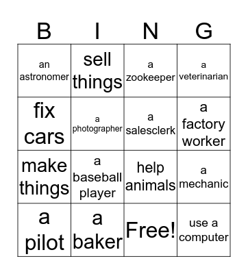 Let's Go 3 Unit 4 Bingo Card