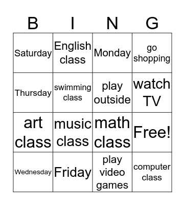 Let's Go 3 Unit 5 Bingo Card