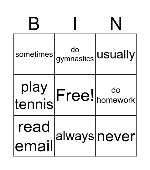 Let's Go 3 Unit 6 Bingo Card