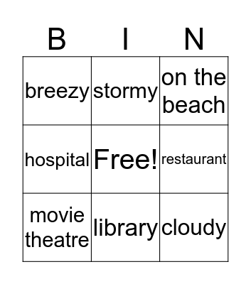 Let's Go 3 Unit 7 Bingo Card