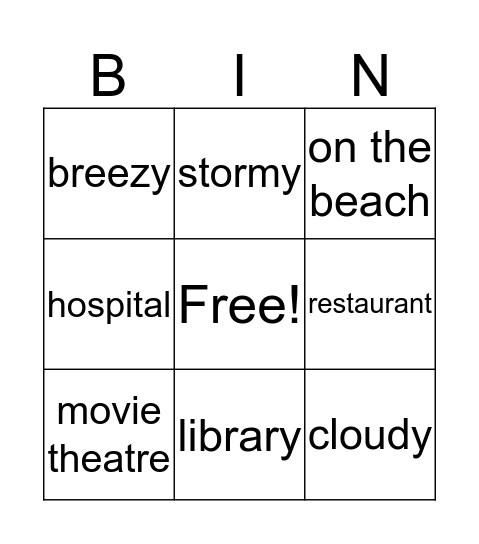 Let's Go 3 Unit 7 Bingo Card