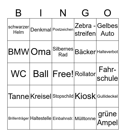 Planwagen Bingo Card