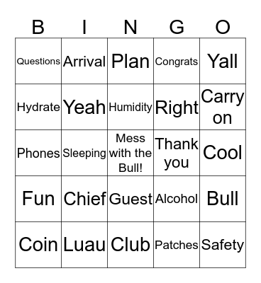 CC Call Bingo Card